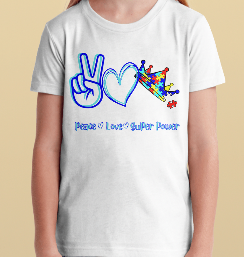 Love Peace & Super Power unisex t-shirt youth/adult